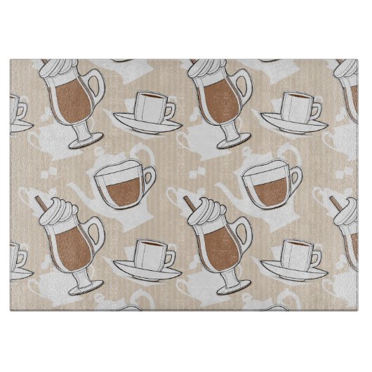 Kaffee, süßes Muster Schneidebrett (Vorderseite)