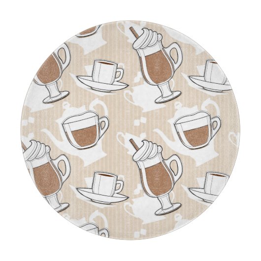 Kaffee, süßes Muster Schneidebrett (Vorderseite)