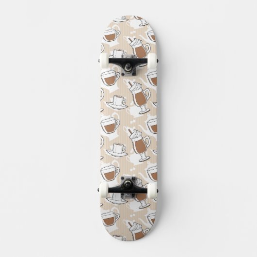 Kaffee, süßes Muster Skateboard (Vorderseite)
