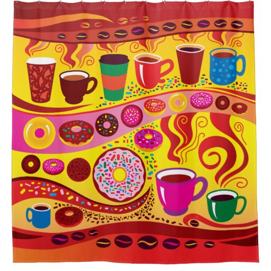Kaffee-Swirbel und Zuckerrausch Duschvorhang (Vorderseite)