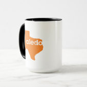 Kaffee-Tasse Aledos Texas - orange u. schwarz mit Tasse (Vorderseite Links)