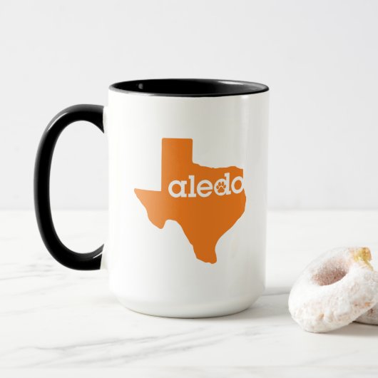 Kaffee-Tasse Aledos Texas - orange u. schwarz mit Tasse (Mit Donut)