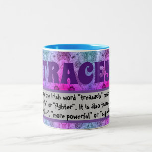  Kaffee-Tasse - Bird & Floral (Names-Tracy)  Zweifarbige Tasse