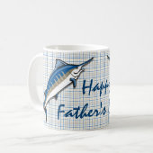 Kaffee-Tasse - Blue Marlin auf Kariert Kaffeetasse (Vorderseite Links)
