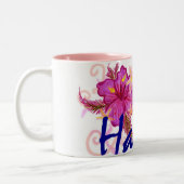Kaffee-Tasse bunter Blumen Hawaiis künstlerische Zweifarbige Tasse (Links)