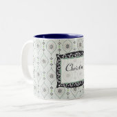 Kaffee Tasse Cup 2 Blaues Blume Muster (Vorderseite Links)