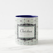 Kaffee Tasse Cup 2 Blaues Blume Muster (Mittel)