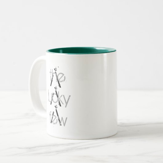 Kaffee-Tasse "das glückliche wenige " Zweifarbige Tasse (Vorderseite Links)