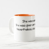 Kaffee-Tasse: Dennoch bestand sie fort Zweifarbige Tasse (Vorderseite Links)