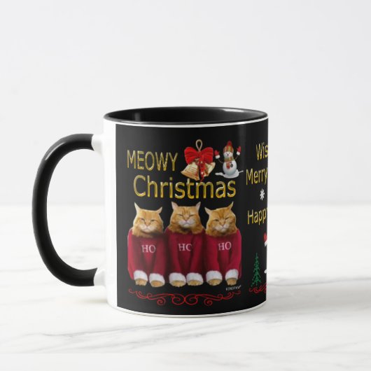 Kaffee-Tasse des Meowy Weihnachtsglücklichen neuen Tasse (Links)