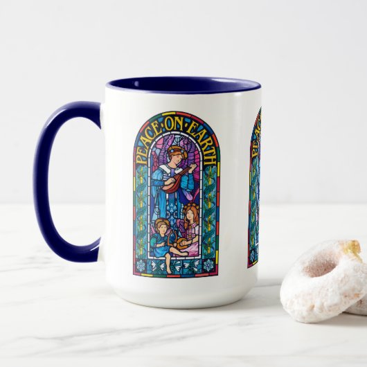 Kaffee-Tasse Frieden auf Erden vor Raphaelite Xmas Tasse (Mit Donut)