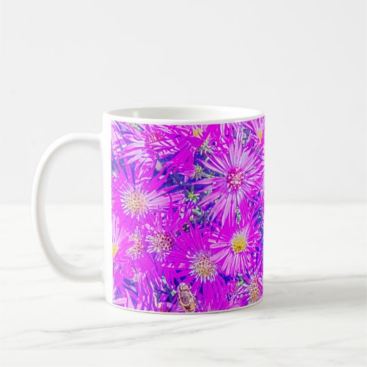 Kaffee-Tasse, Fuchsia-Blume auf blau Kaffeetasse (Links)