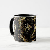 KAFFEE TASSE GOLDEN LEAF BAROQUE DESIGN (Vorderseite Links)