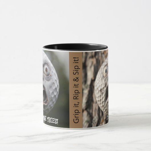 Kaffee Tasse Golfer, "Bleibe aus den Bäumen!" (Zentrum)