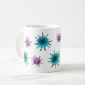 Kaffee-Tasse - Grippe-Virus (lila/Blau auf Weiß) Kaffeetasse (Vorderseite Links)