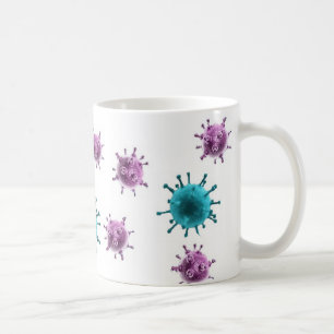 Kaffee-Tasse - Grippe-Virus (lila/Blau auf Weiß) Kaffeetasse