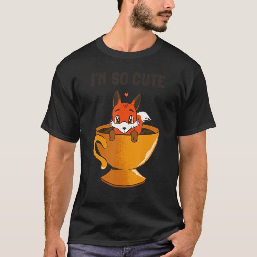 Kaffee Tasse Herz Sweet Kinder Fox T-Shirt (Vorderseite)