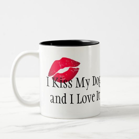 Kaffee Tasse-I Kiss Mein Hund und ich Liebe es Zweifarbige Tasse (Links)