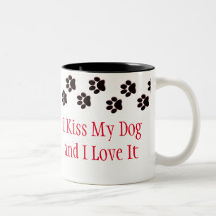 Kaffee Tasse-I Kiss Mein Hund und ich Liebe es Zweifarbige Tasse