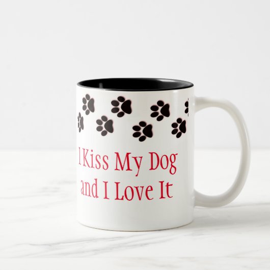 Kaffee Tasse-I Kiss Mein Hund und ich Liebe es Zweifarbige Tasse (Rechts)