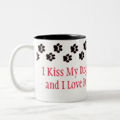 Kaffee Tasse-I Kiss Mein Hund und ich Liebe es Zweifarbige Tasse (Links)