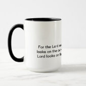 Kaffee-Tasse mit Bibelvers 1 Samuel-16:7 Tasse (Links)