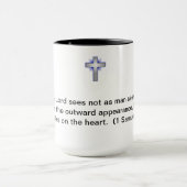 Kaffee-Tasse mit Bibelvers 1 Samuel-16:7 Tasse (Zentrum)
