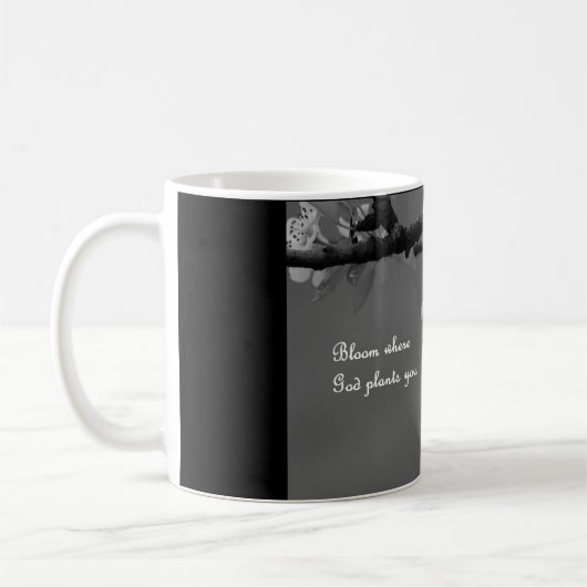 Kaffee-Tasse mit Blüte wo Gott-Pflanzen Sie Kaffeetasse (Links)