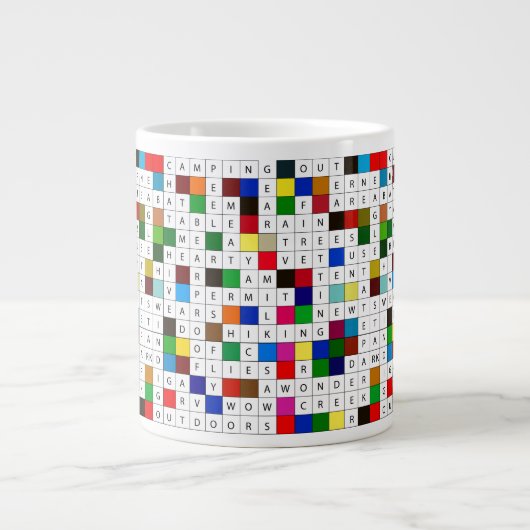 Kaffee-Tasse mit Camping-Kreuzworträten Jumbo-Tasse (Vorderseite)