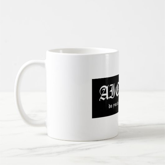 Kaffee-Tasse mit dem AIQOTD Logo Kaffeetasse (Links)