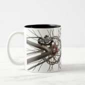 Kaffee-Tasse mit Fahrrad-Rückseiten-Rad Zweifarbige Tasse (Links)