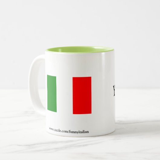 Kaffee-Tasse mit italienischem Sprichwort Zweifarbige Tasse (Vorderseite Links)