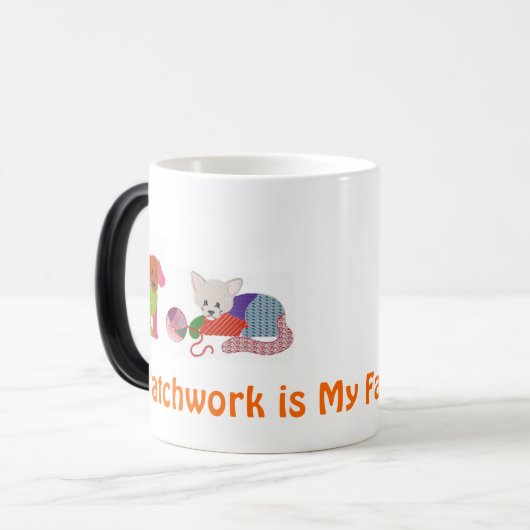 Kaffee-Tasse mit Patchwork-Haustieren Verwandlungstasse (Vorderseite Links)