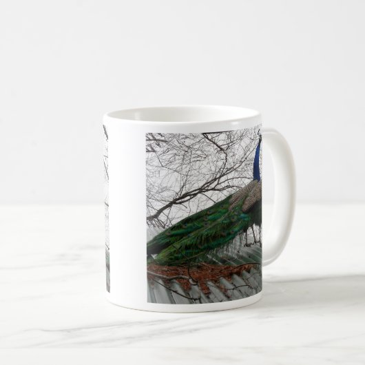 KAFFEE-TASSE MIT PEACOCK-BILD KAFFEETASSE (VorderseiteRechts)