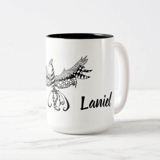 Kaffee-Tasse mit Phoenix-Entwurf Zweifarbige Tasse (VorderseiteRechts)