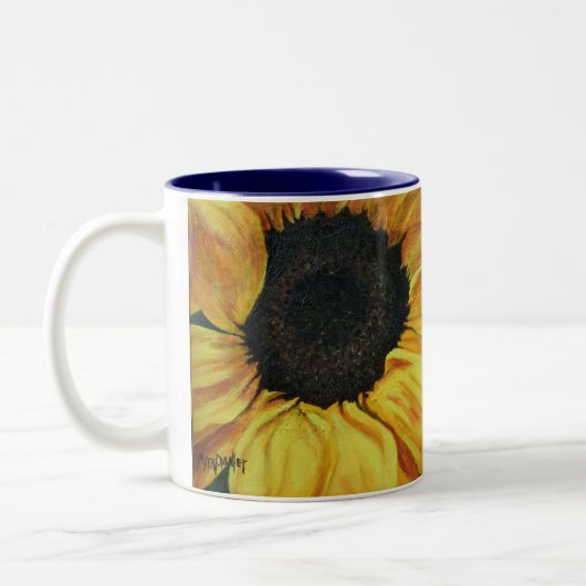 Kaffee-Tasse mit Sonnenblume Zweifarbige Tasse (Links)