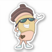 Kaffee-Tasse mit Sonnenbrille Aufkleber (Vorderseite)