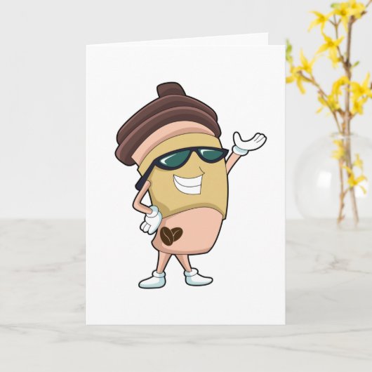 Kaffee-Tasse mit Sonnenbrille Karte (Gelbe Blume)