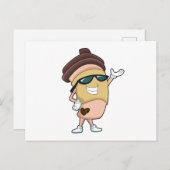 Kaffee-Tasse mit Sonnenbrille Postkarte (Vorne/Hinten)