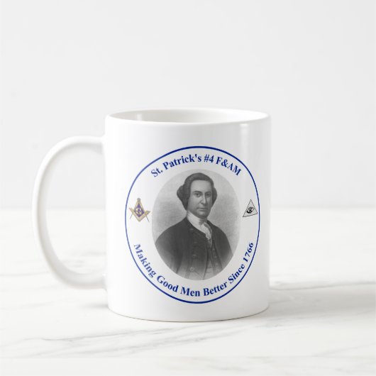 Kaffee-Tasse mit St. Patrick's #4-Logo auf zwei Se Kaffeetasse (Links)