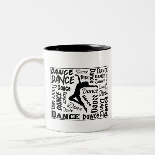 Kaffee-Tasse mit Tanzdesign. Sie werden Zweifarbige Tasse (Links)