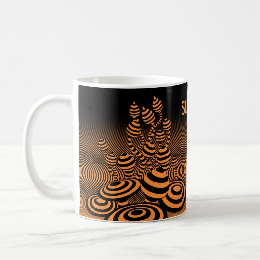 Kaffee Tasse orange Magic Pilze Keramik. (Links)