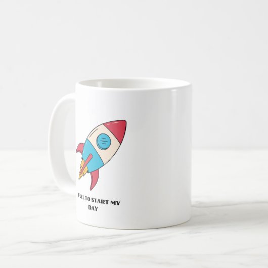 Kaffee Tasse Raketentreibstoff zum Tagesstart (Vorderseite Links)