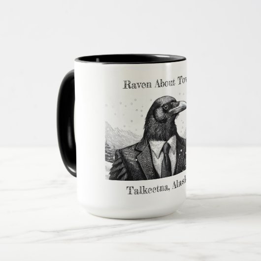 Kaffee Tasse, Raven About Town - Talkeetna Alaska. Tasse (Vorderseite Links)