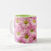 Kaffee-Tasse - Rosa Gerbera Daisies Zweifarbige Tasse (Vorderseite Links)