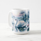 Kaffee Tasse - Schöne Schwäne im ruhigen Wasser (Vorderseite Links)