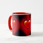 Kaffee-Tasse. Tasse für Keramik in Rot und Schwarz (Vorderseite Links)