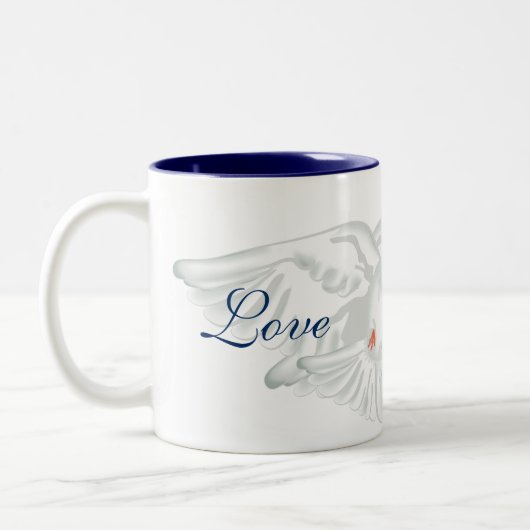 Kaffee Tasse Taube Liebe Frieden (Links)