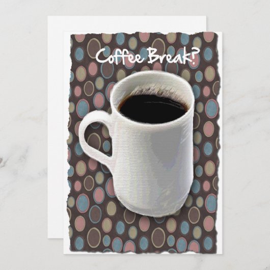 Kaffee Tasse und Ovale Kaffeepause Einladung (Vorne/Hinten)