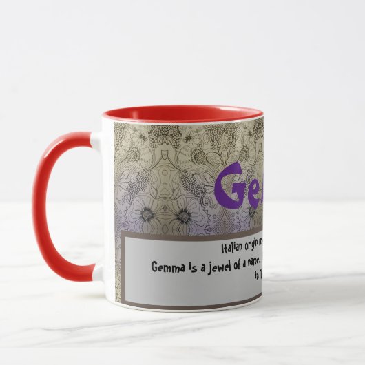 Kaffee-Tasse - Vogel & Floral (Name-Gemma) Tasse (Links)